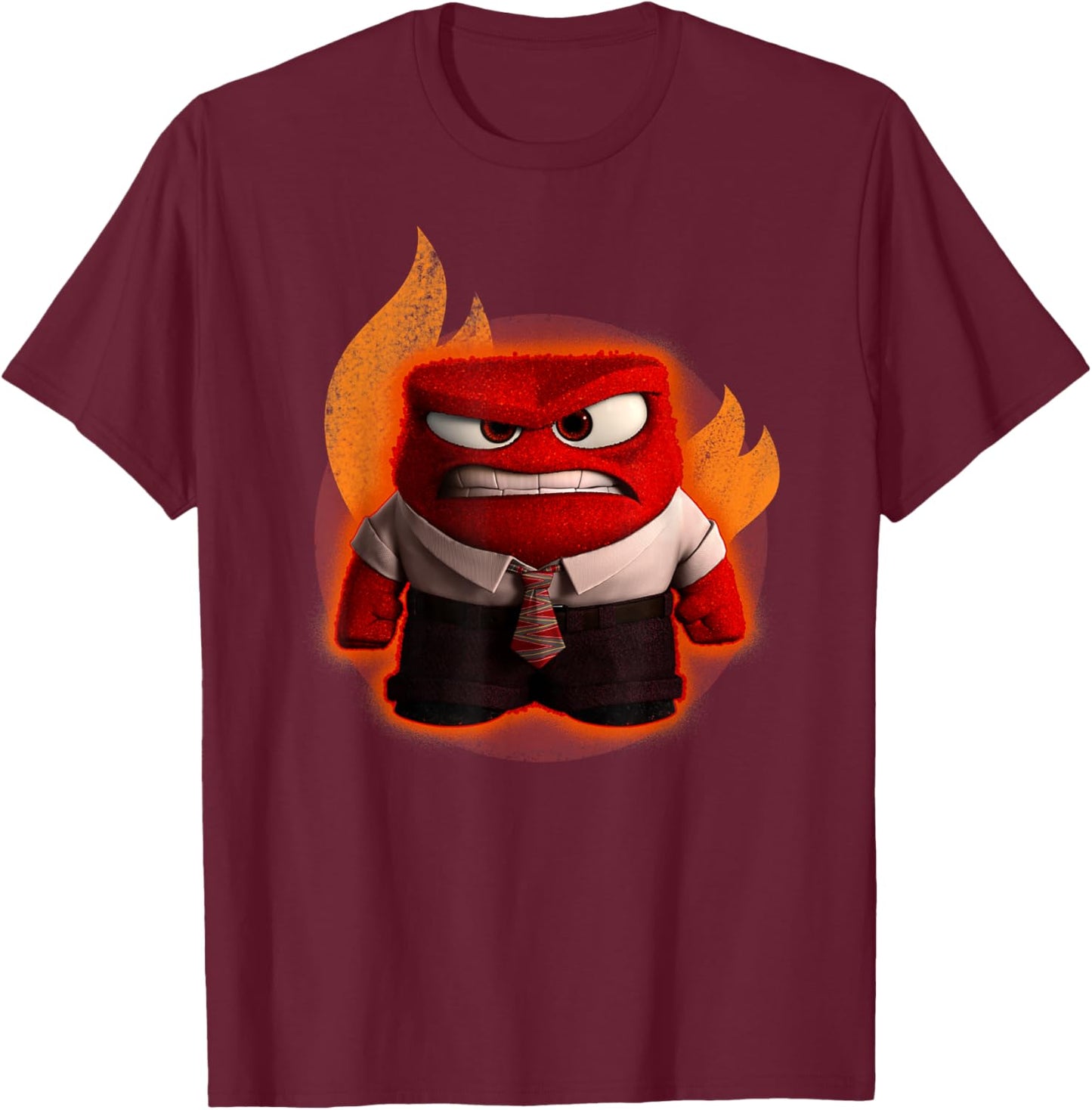 Disney Pixar Inside Out Anger Full Body Flaming Shot T-Shirt - T-Shirt | Maroon