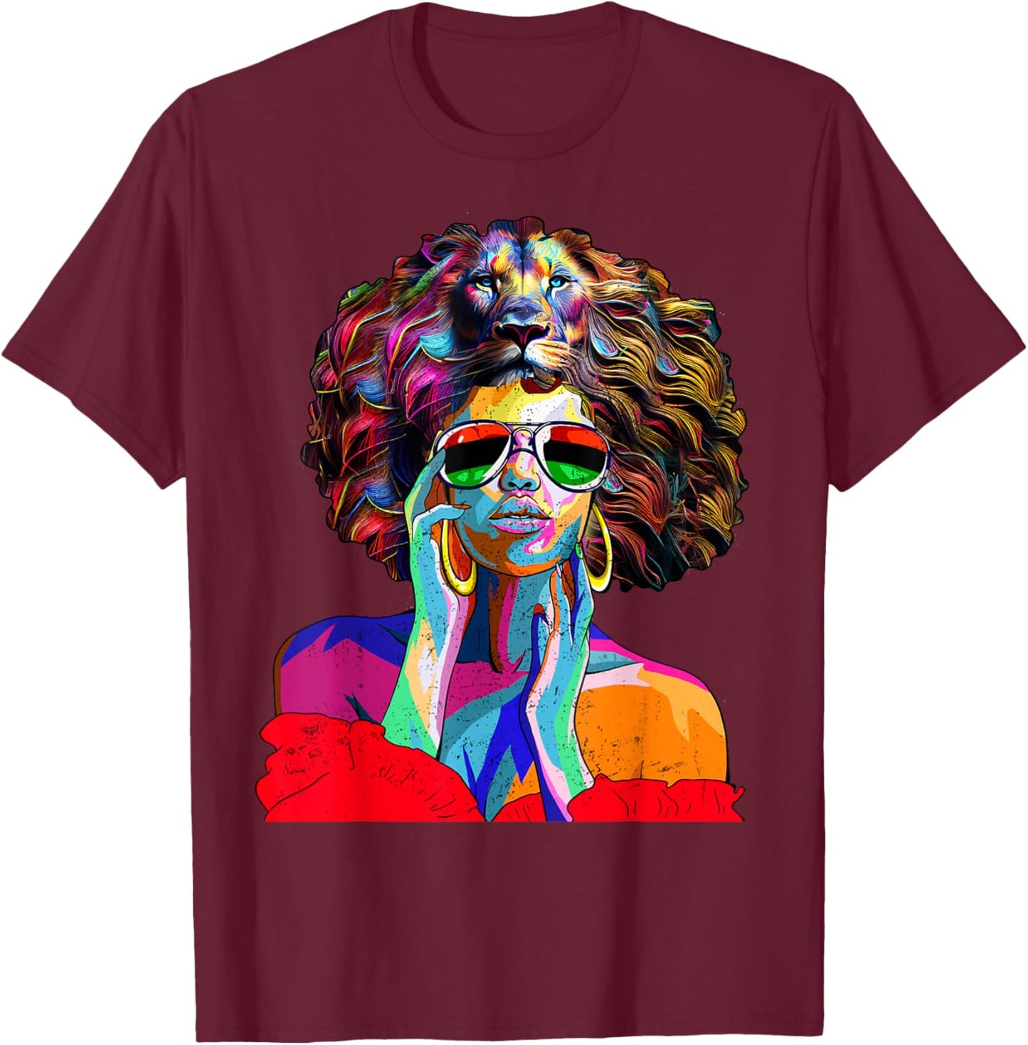Juneteenth Melanin Girl Black Women Afro Hair Pop Art T-Shirt - T-Shirt | Maroon