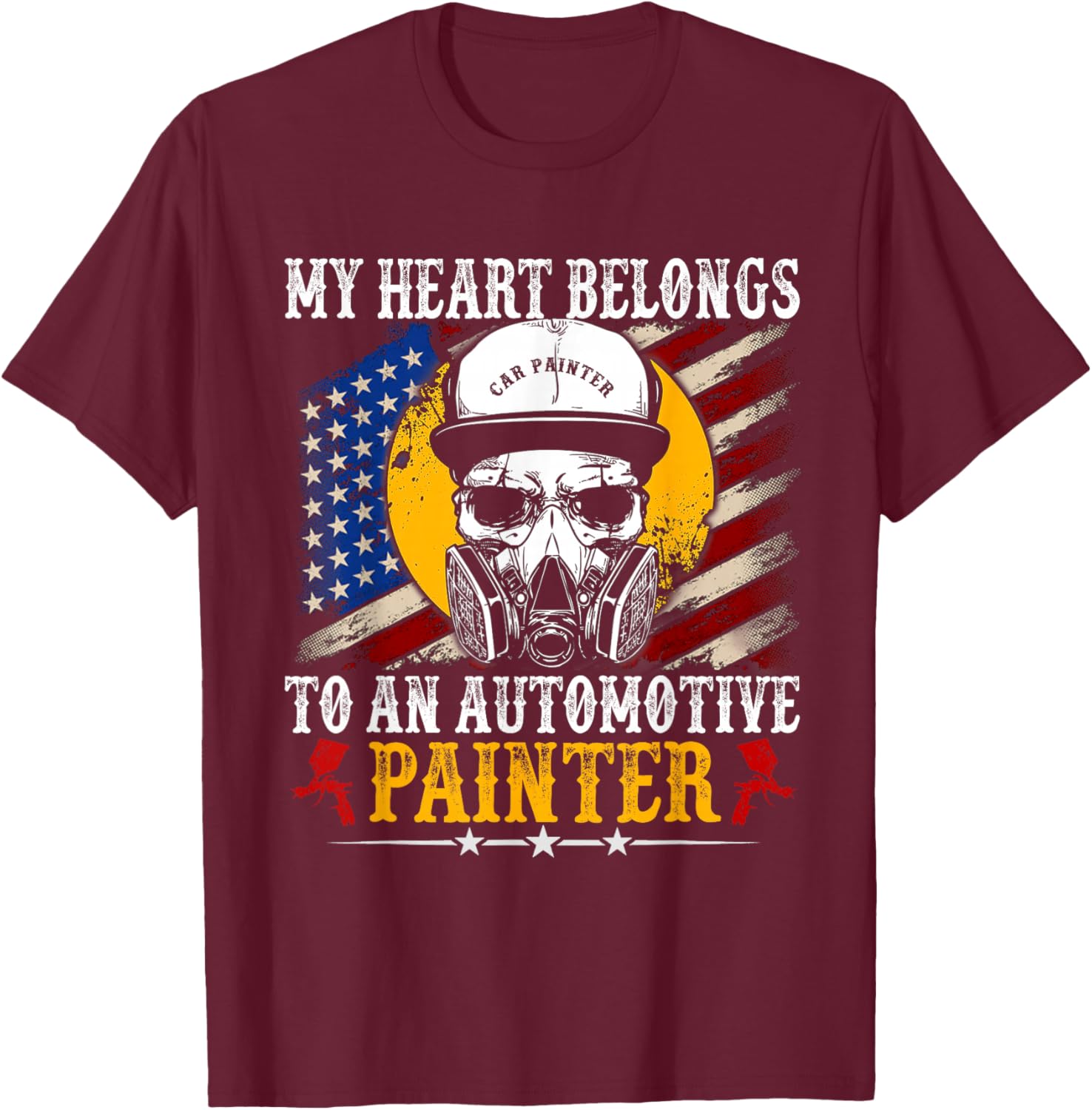 My Heart Belong Automotive Car Painter Gifts Fathers Day Dad T-Shirt - T-Shirt | Maroon
