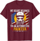 My Heart Belong Automotive Car Painter Gifts Fathers Day Dad T-Shirt - T-Shirt | Maroon