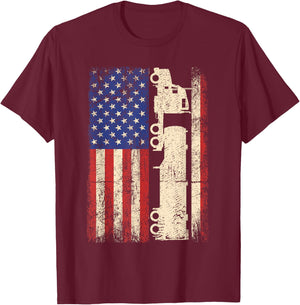 Truck Driver USA American Flag Patriotic Trucker Men T-Shirt - T-Shirt | Maroon