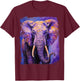Pop Art Colorful Elephant Purple T-Shirt - T-Shirt | Maroon