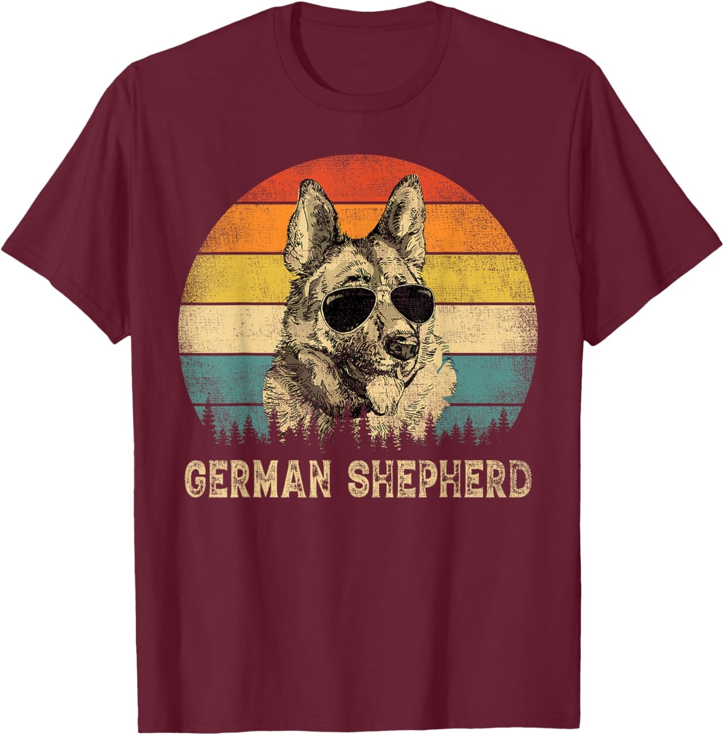 Vintage German Shepherd Dad Dog Lovers Father's Day T-Shirt - T-Shirt | Maroon