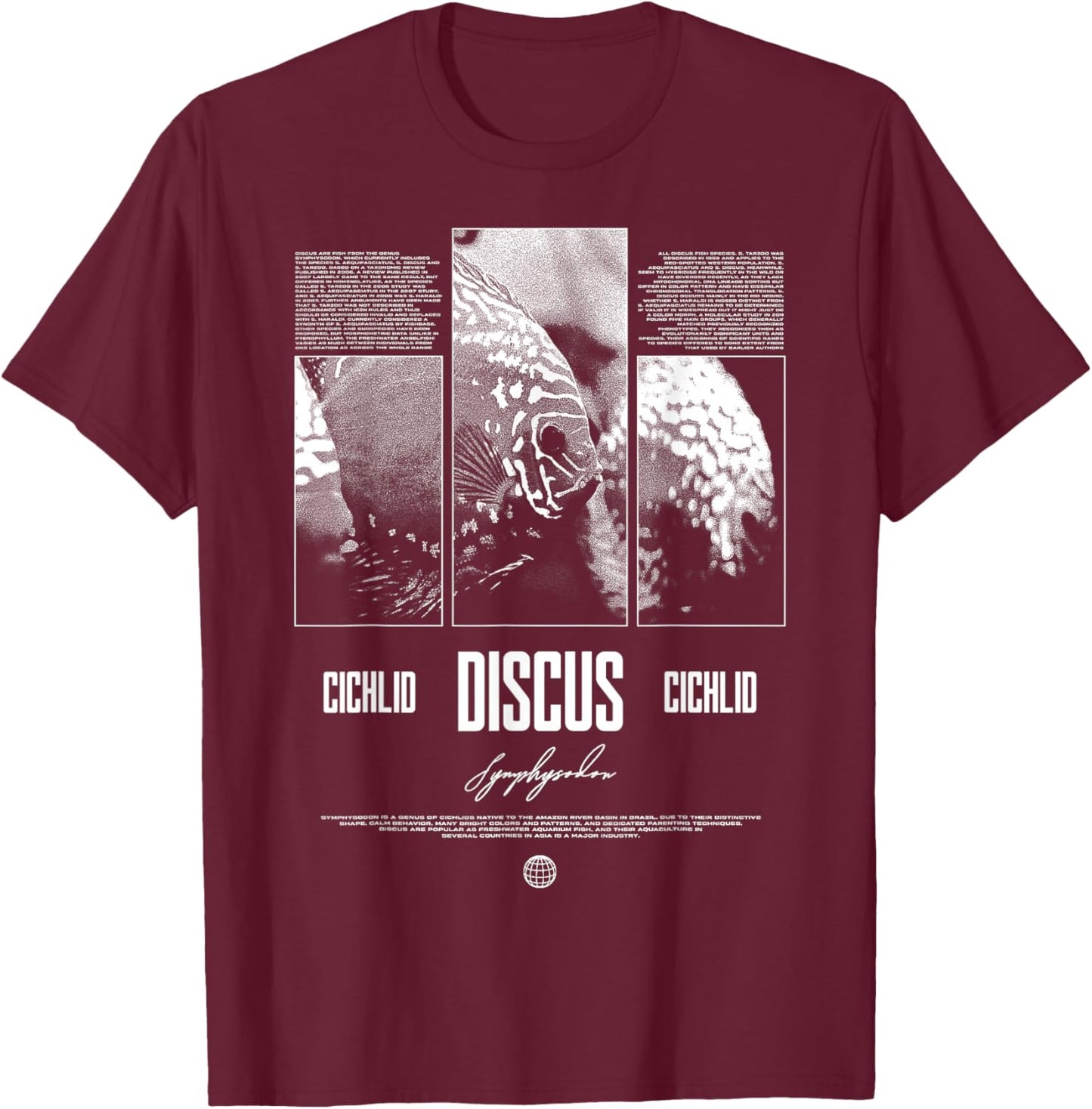 Discus Fish Cichlid Aquarium Fish Keeper , Black, S T-Shirt - T-Shirt | Maroon