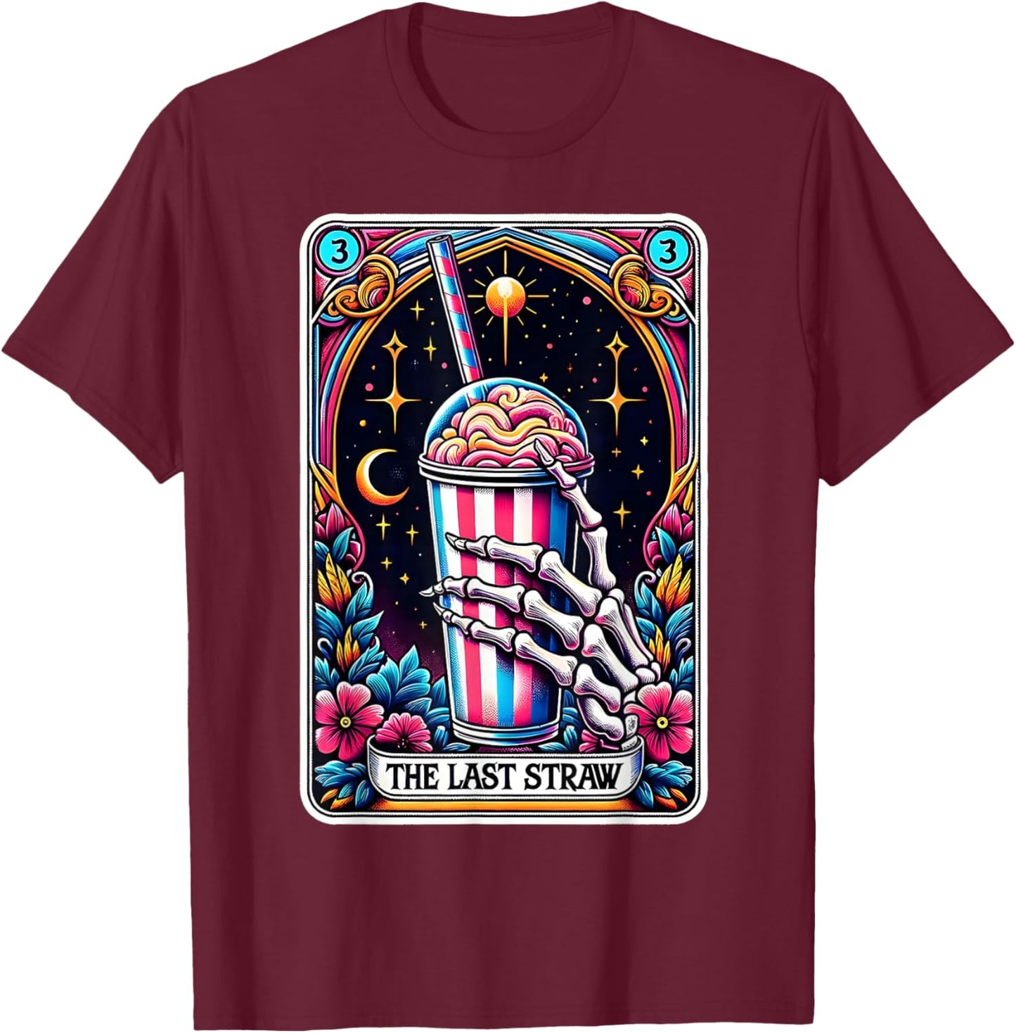 The Last Straw Funny Tarot Card T-Shirt - T-Shirt | Maroon