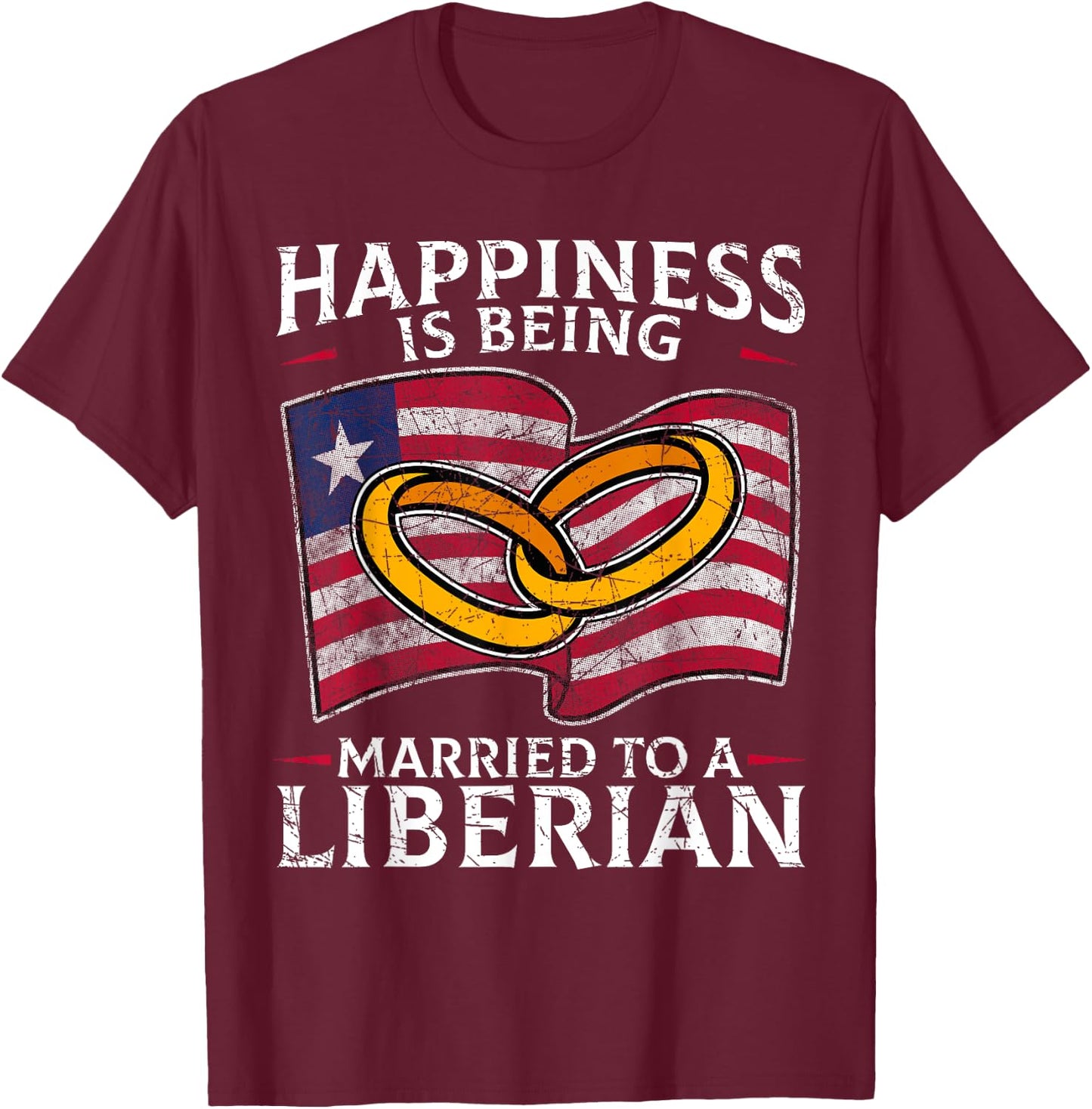Liberian Marriage Liberia Married Wedding Heritage Flag T-Shirt - T-Shirt | Maroon
