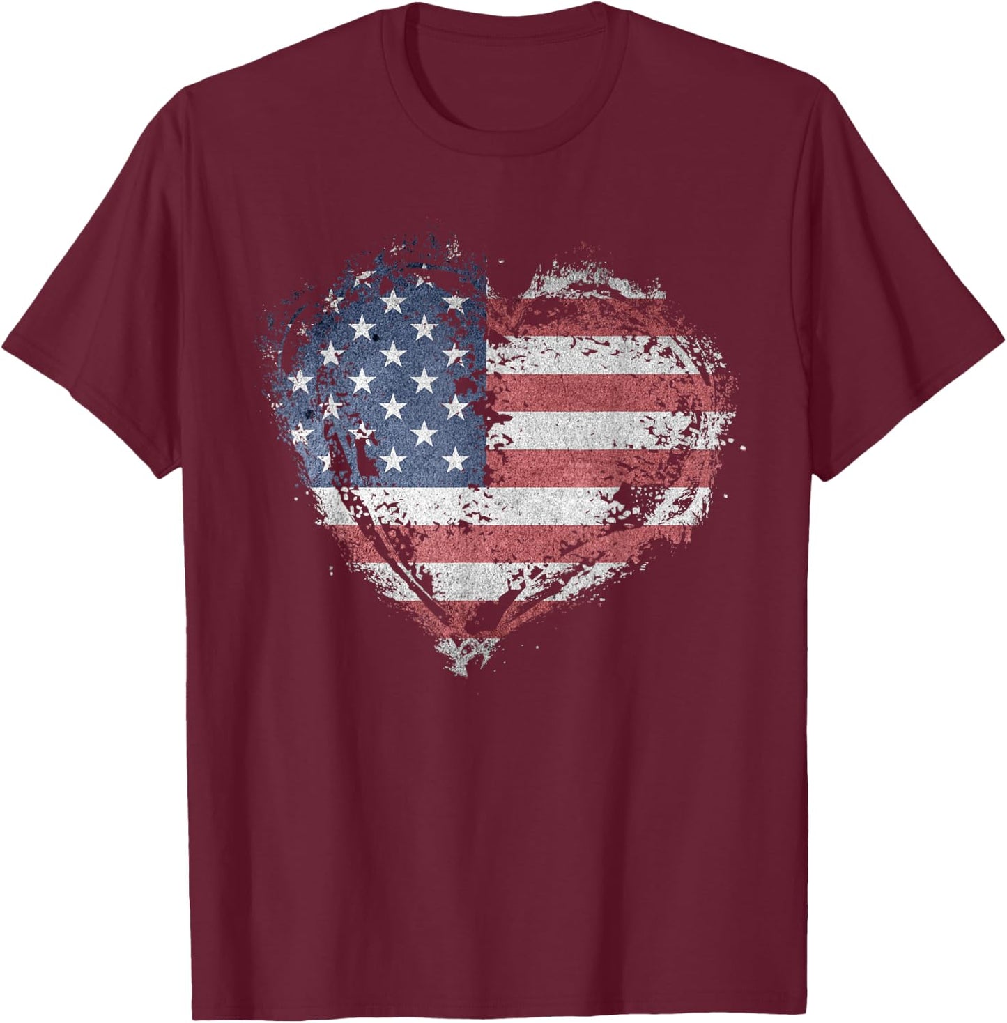 Vintage Heart Shirt American Flag USA Patriotic 4th of July T-Shirt - T-Shirt | Maroon