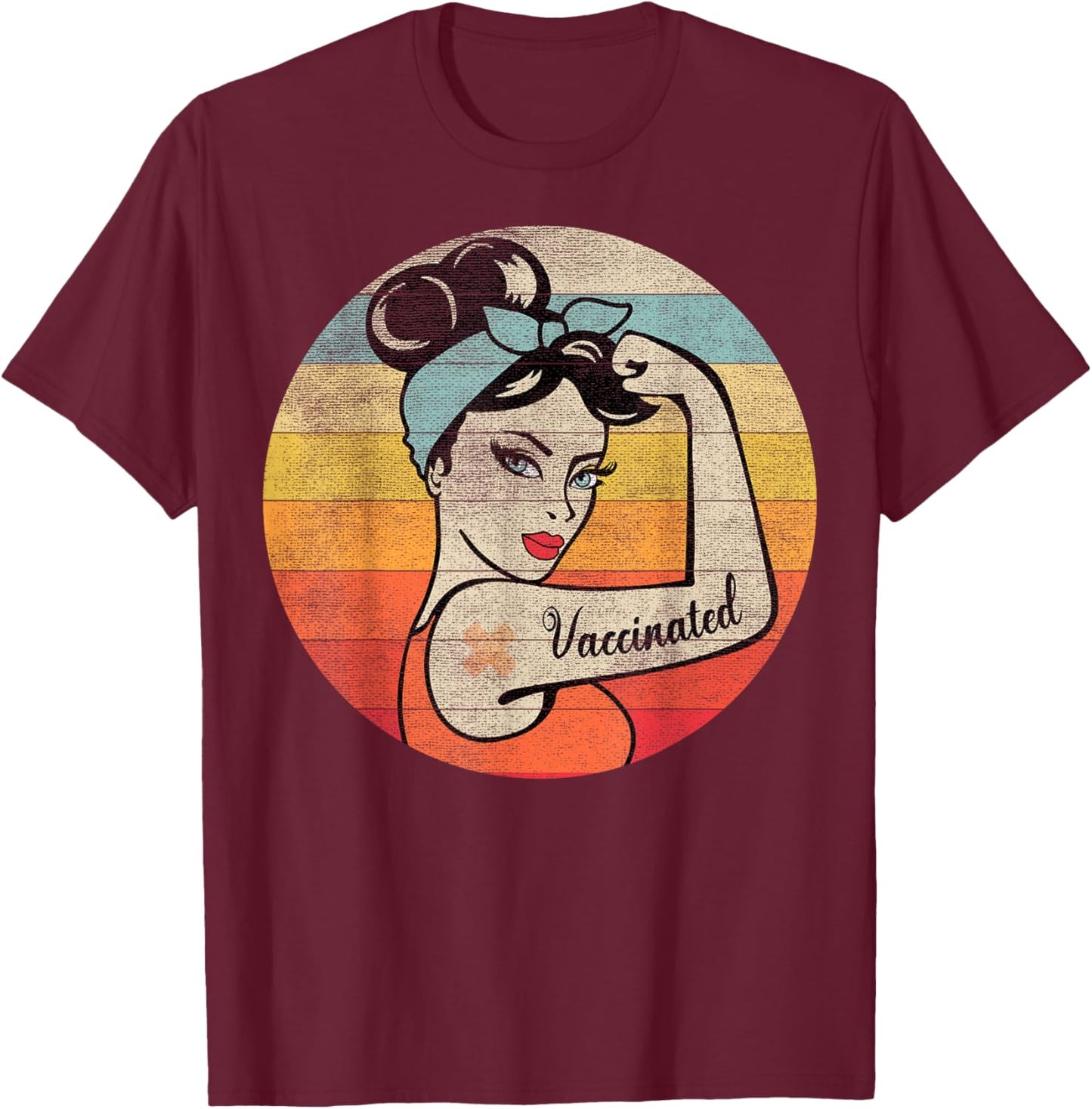 Vaccinated Retro Believes in Vaccines Immunization T-Shirt - T-Shirt | Maroon