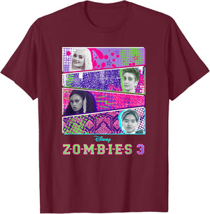 Disney Zombies 3 Panel Group Shot T-Shirt - T-Shirt | Maroon