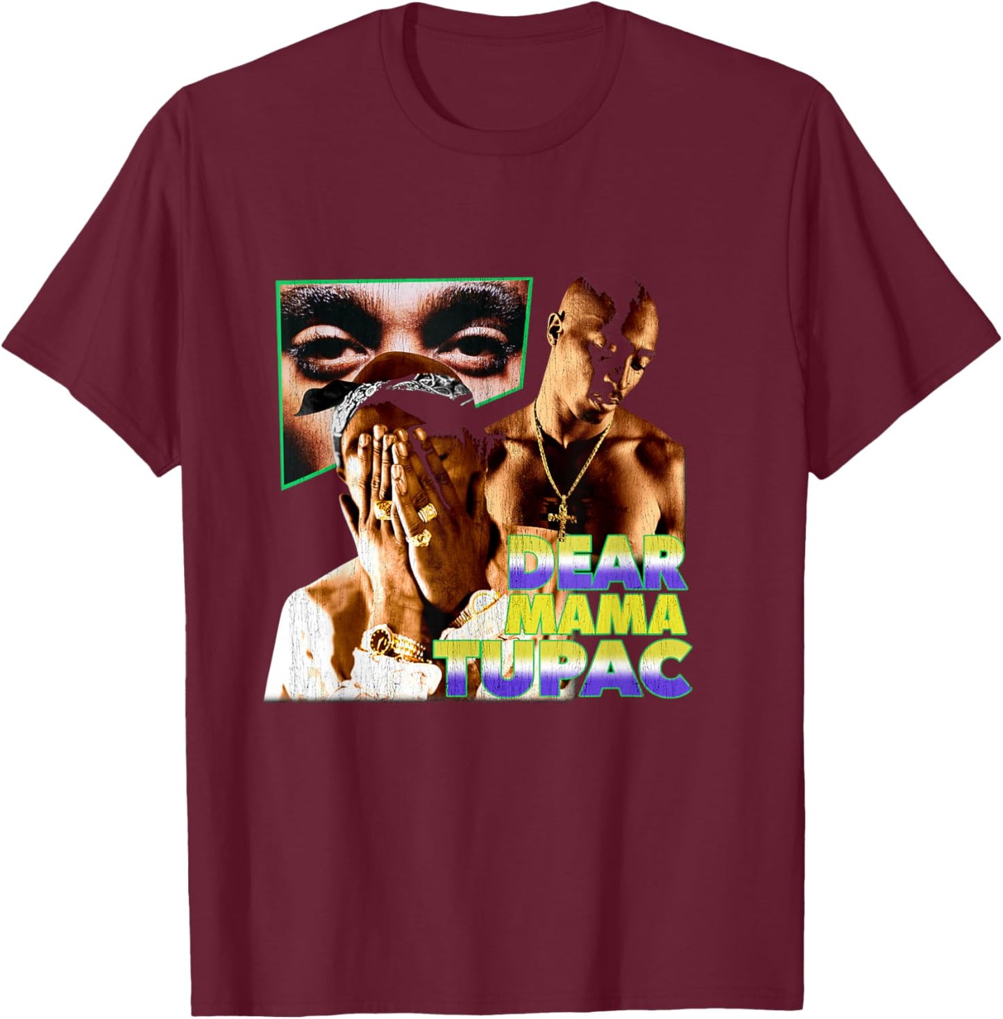Official Tupac Dear Mama Photos T-Shirt - T-Shirt | Maroon