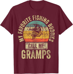 My Favorite Fishing Buddies Call Me Gramps Shirt Fisherman T-Shirt - T-Shirt | Maroon