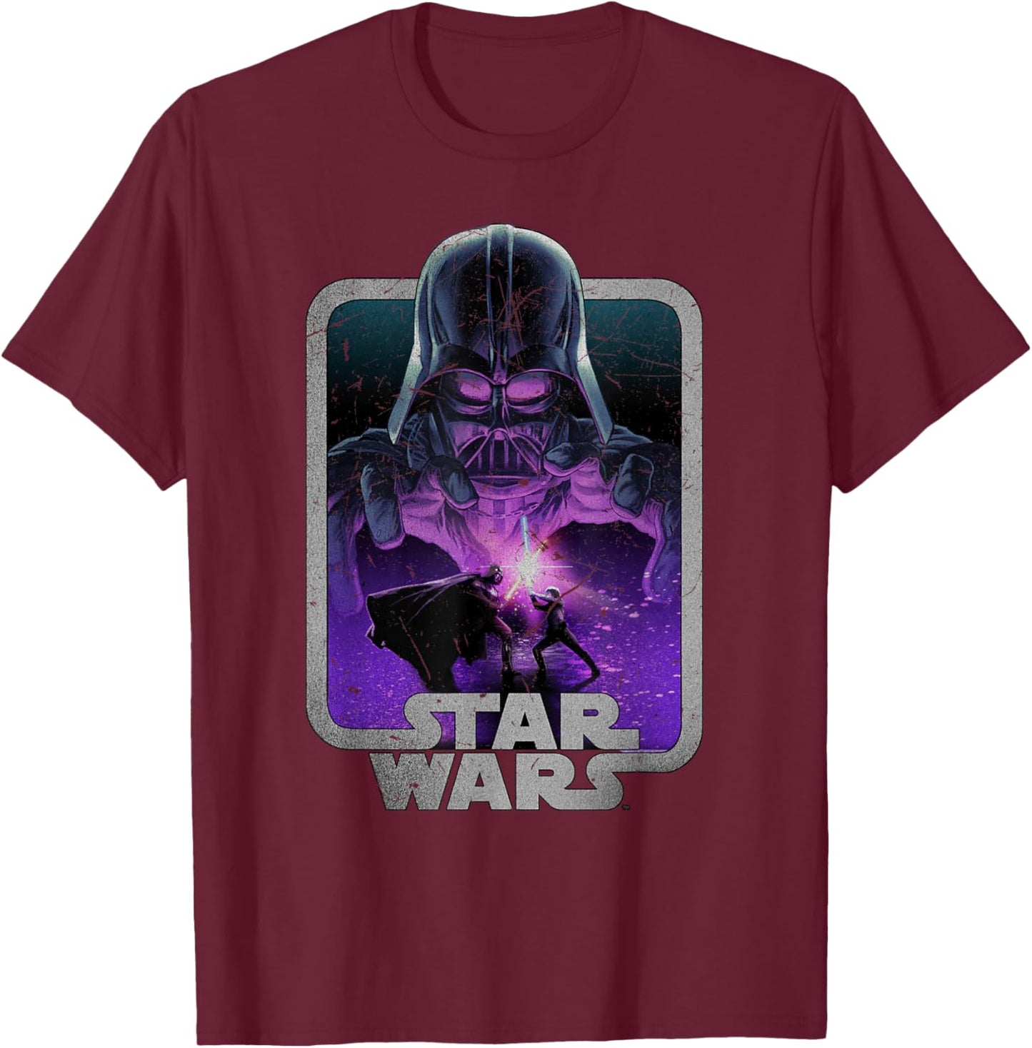 Star Wars Darth Vader vs Luke Skywalker Epic Poster Card T-Shirt - T-Shirt | Maroon