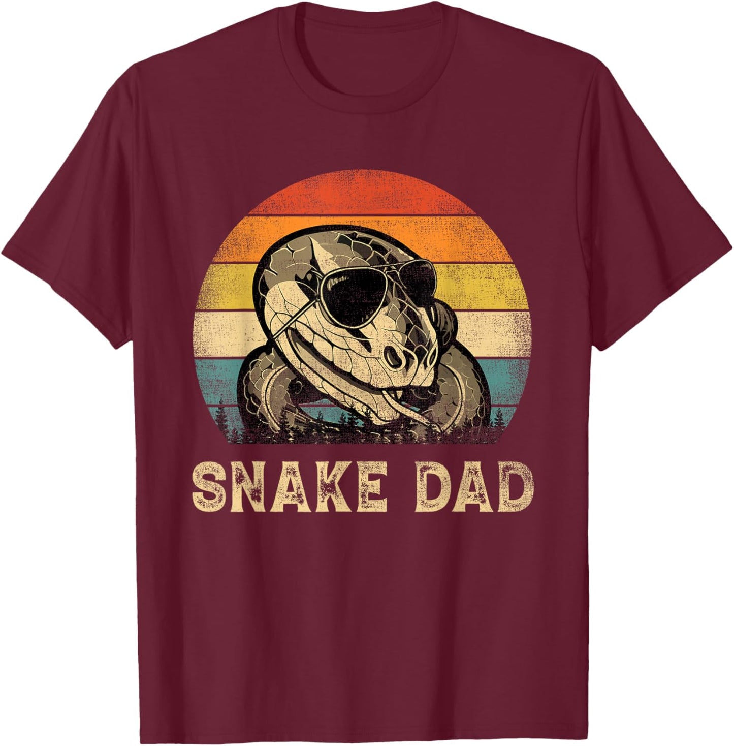 Vintage Snake Dad Snake Lovers Daddy Father's Day T-Shirt - T-Shirt | Maroon