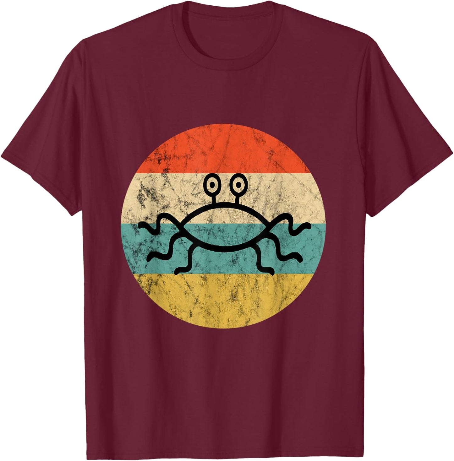 Flying Spaghetti Monster Pastafari Retro Sunset Church FSM T-Shirt - T-Shirt | Maroon