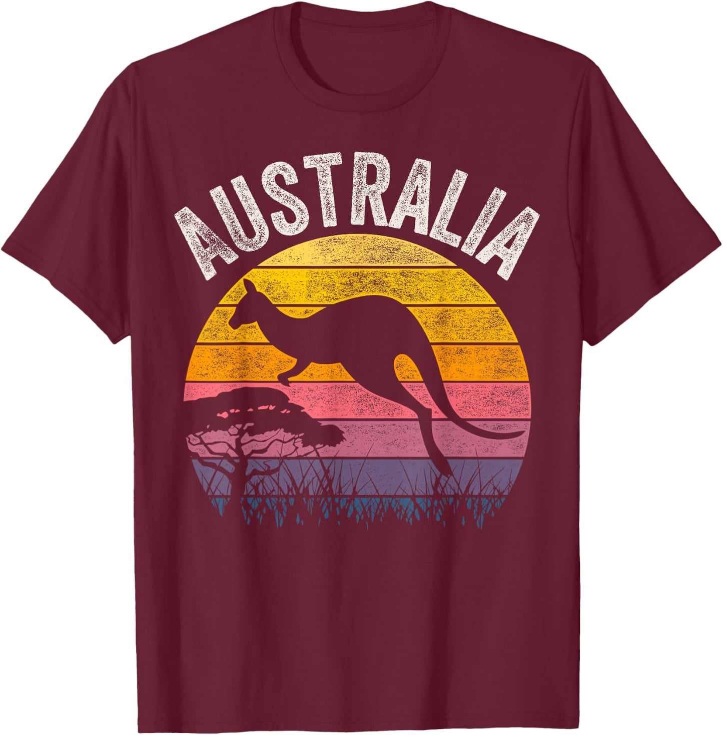 Australia Day Shirt Funny Australian Kangaroo Vintage T-Shirt - T-Shirt | Maroon