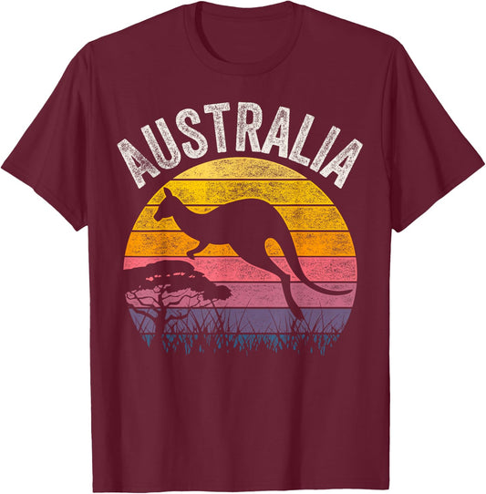 Australia Day Shirt Funny Australian Kangaroo Vintage T-Shirt - T-Shirt | Maroon