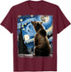 Artistic Bear Shirt Van Gogh Style Starry Night Grizzly Bear T-Shirt - T-Shirt | Maroon