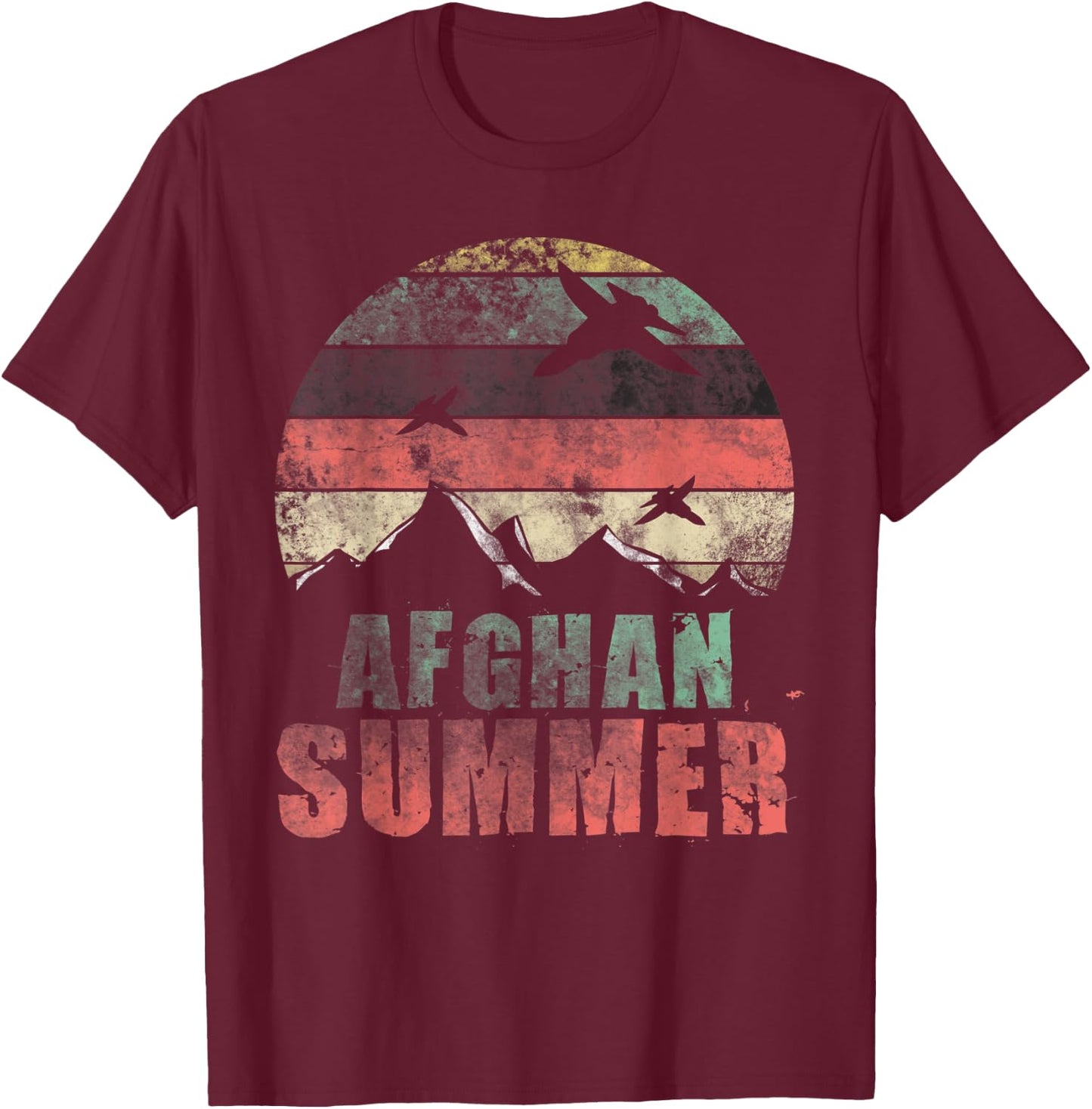 Afghan Summer Warplane War Veteran Men Women T-Shirt - T-Shirt | Maroon
