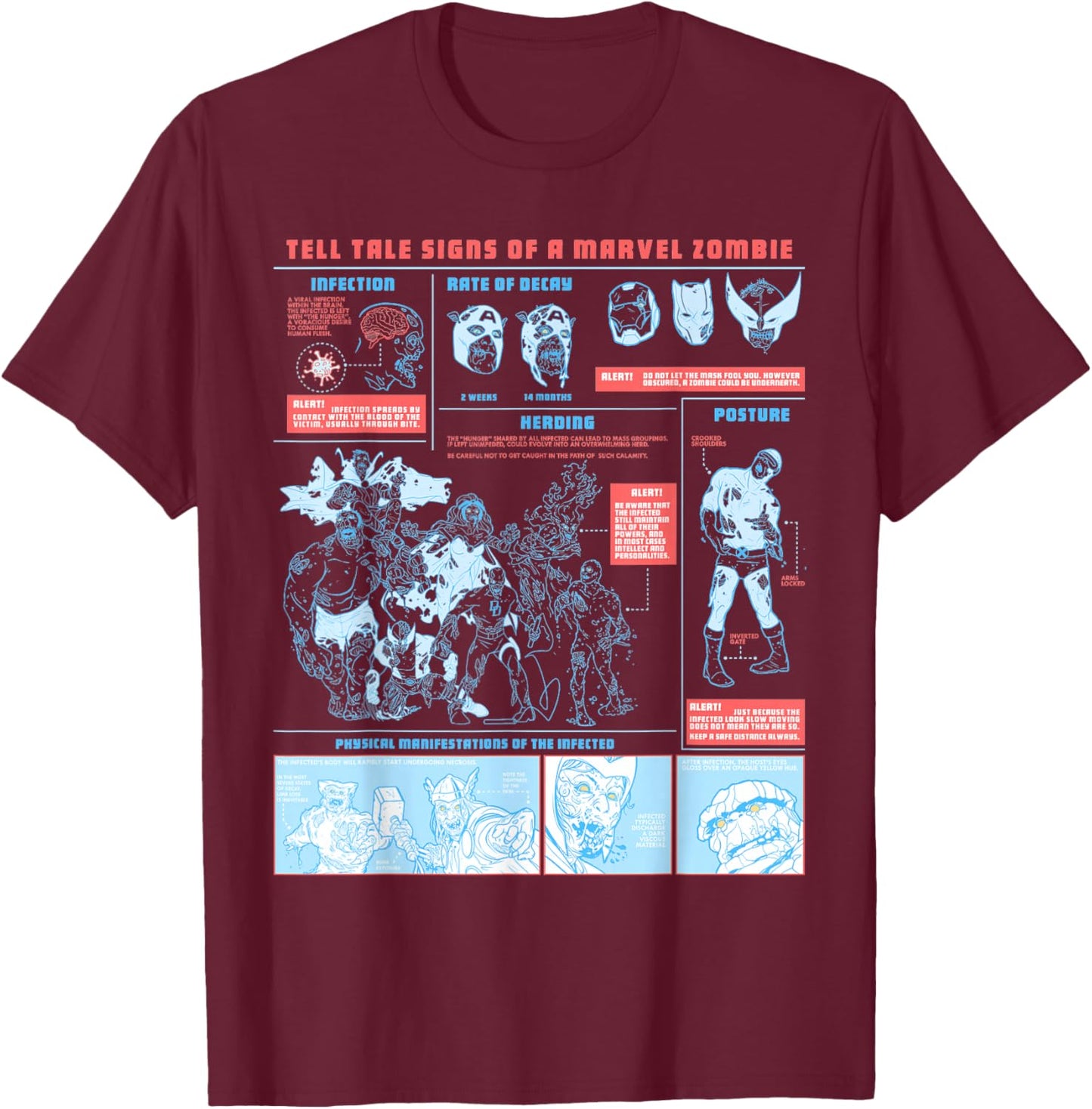 Marvel Tell Tale Signs of a Marvel Zombie Avengers & X-Men T-Shirt - T-Shirt | Maroon