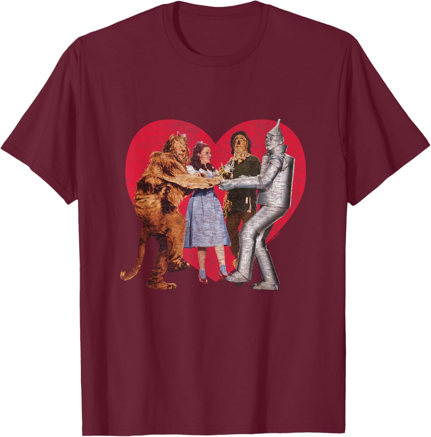 The Wizard of Oz - Oz Group Photo Heart T-Shirt - T-Shirt | Maroon