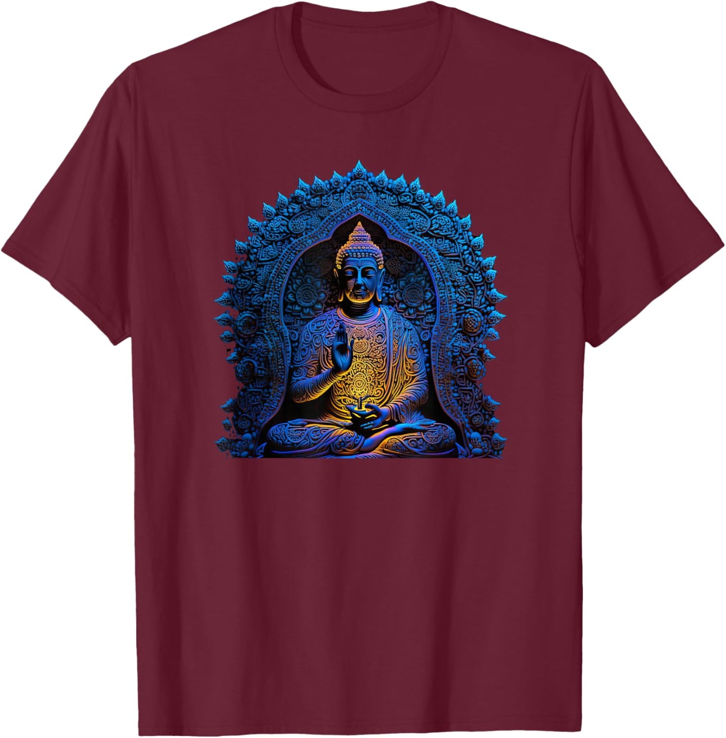 Buddha Statue Yoga Buddhist Zen Buddhism Meditation T-Shirt - T-Shirt | Maroon
