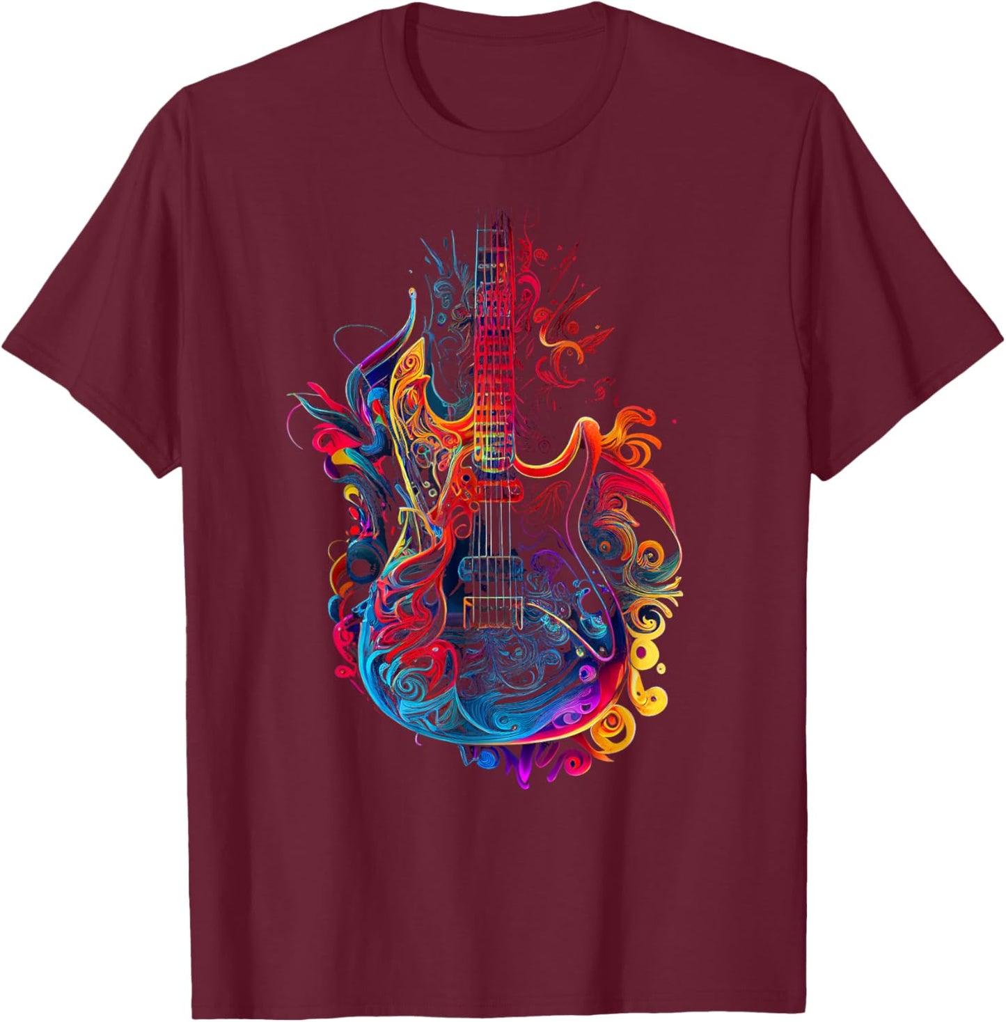 Electric Guitar Colors Colorful Musician Guitar Gift Gui T-Shirt - T-Shirt | Maroon