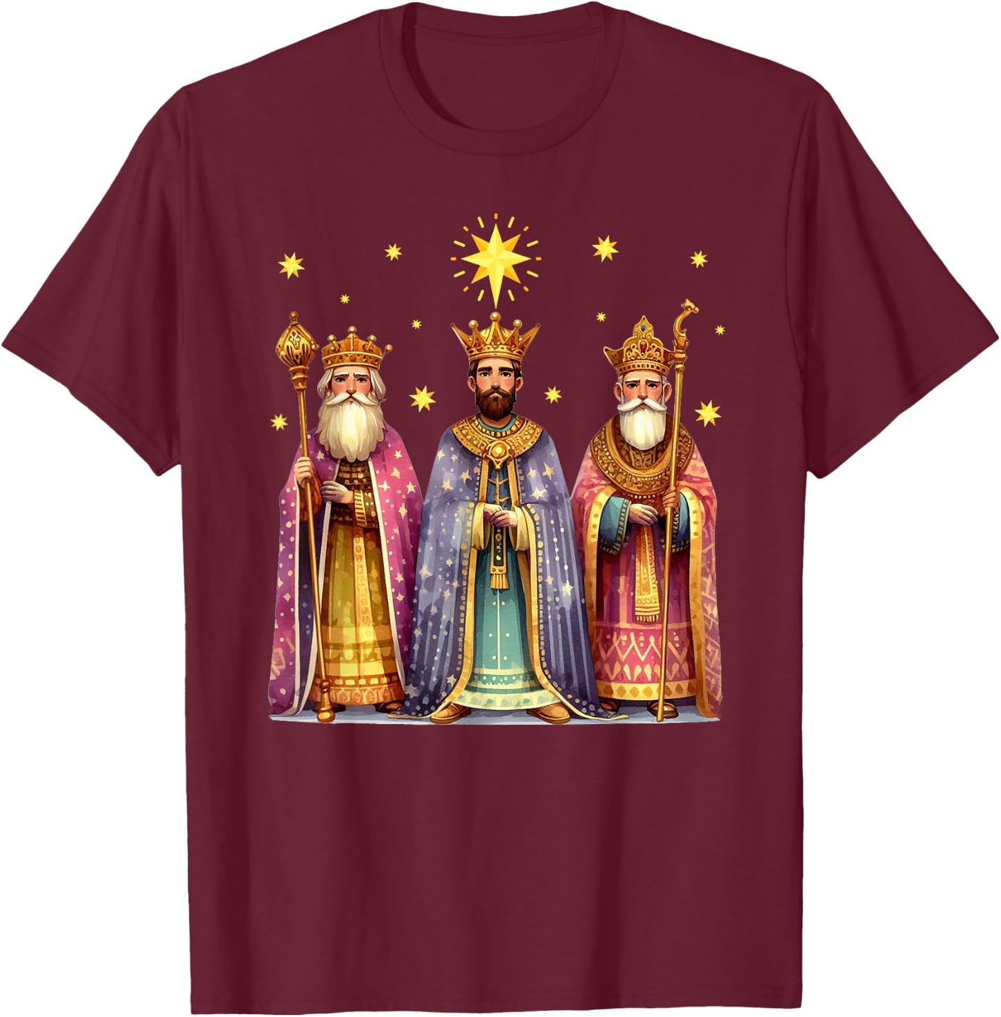 Feliz Dia De Reyes Epiphany Three Kings Day Los Reyes Magos T-Shirt - T-Shirt | Maroon