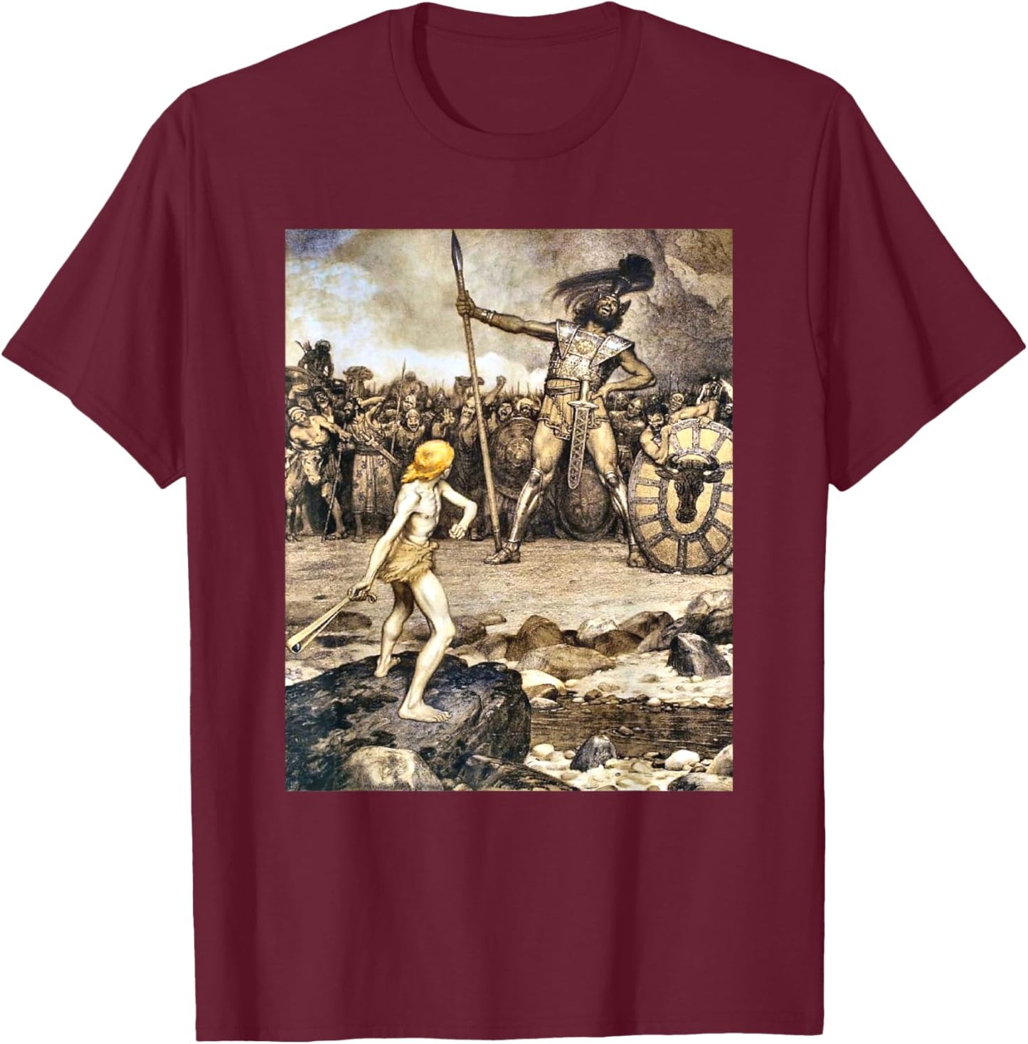 David And Goliath , Small, Black T-Shirt - T-Shirt | Maroon