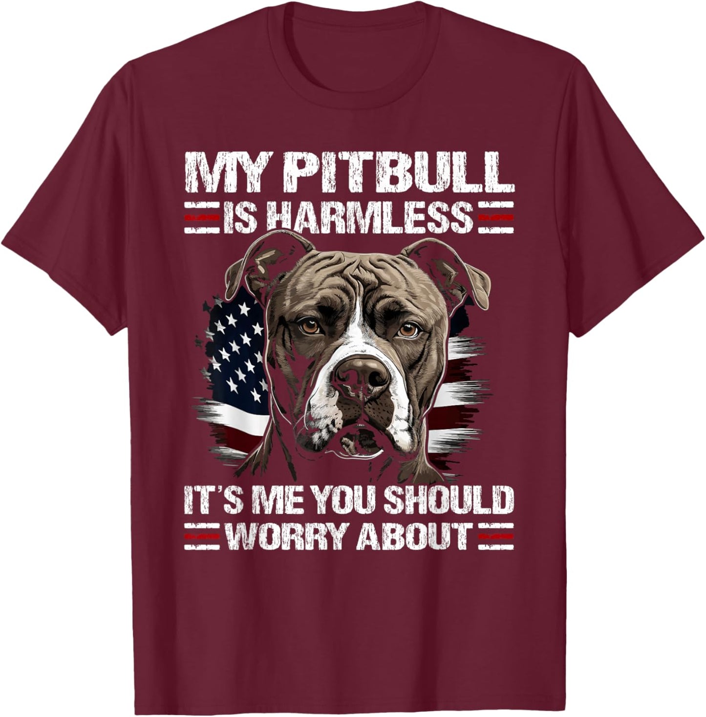 Pitbull American Pitbull T-Shirt - T-Shirt | Maroon