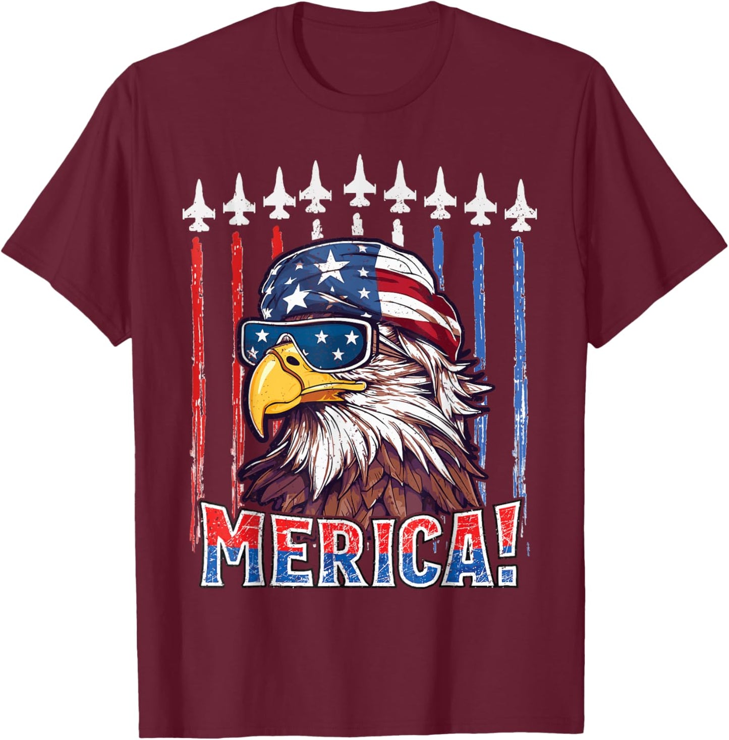 Merica Eagle 4th of july Patriotic freedom Eagle mullet T-Shirt - T-Shirt | Maroon