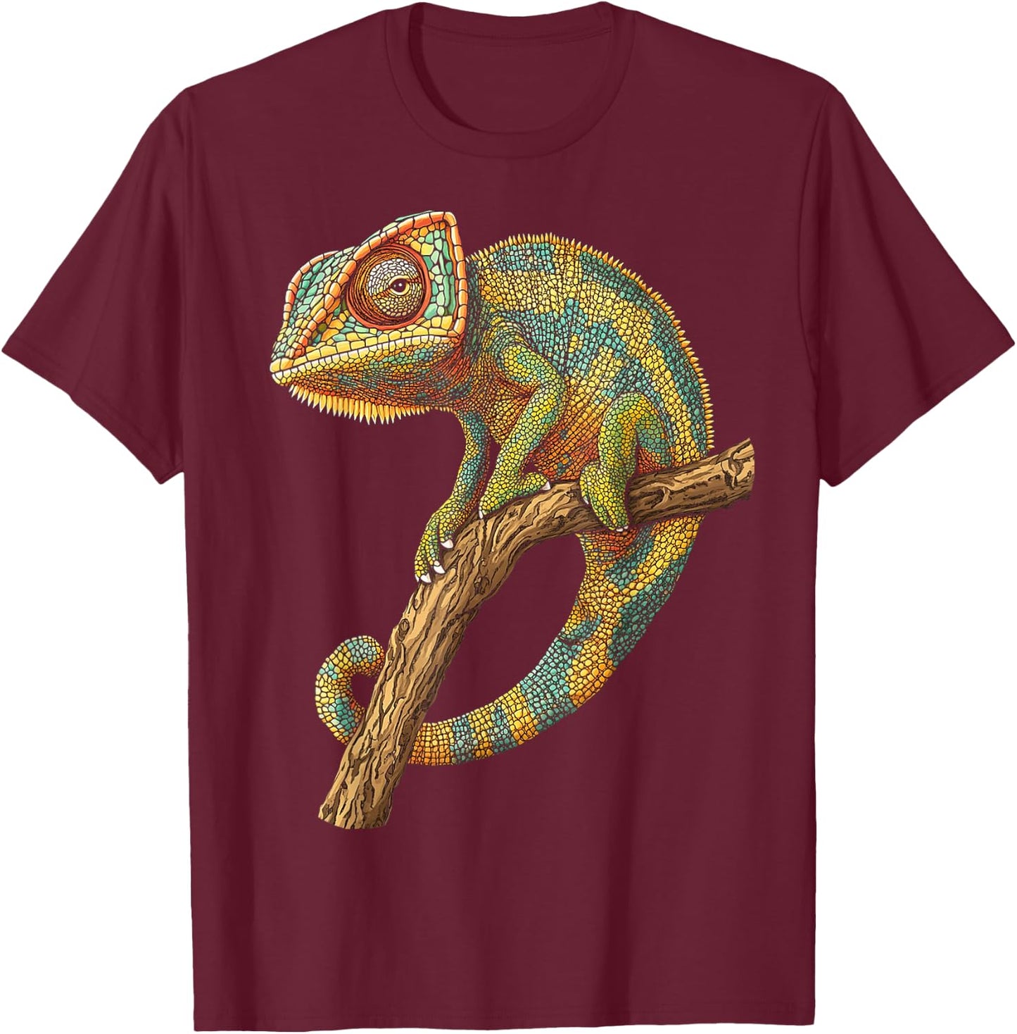 Chameleon Animal Motif Artwork Chameleon T-Shirt - T-Shirt | Maroon