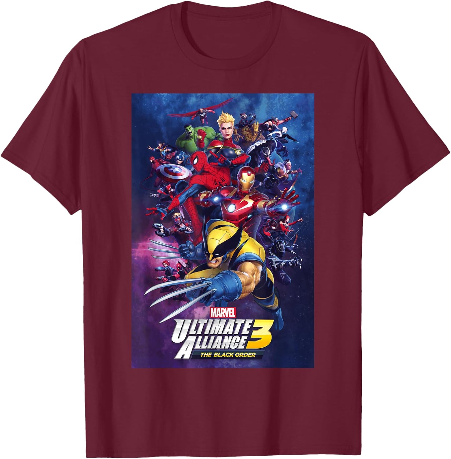 MARVEL ULTIMATE ALLIANCE 3: THE BLACK ORDER Poster T-Shirt - T-Shirt | Maroon