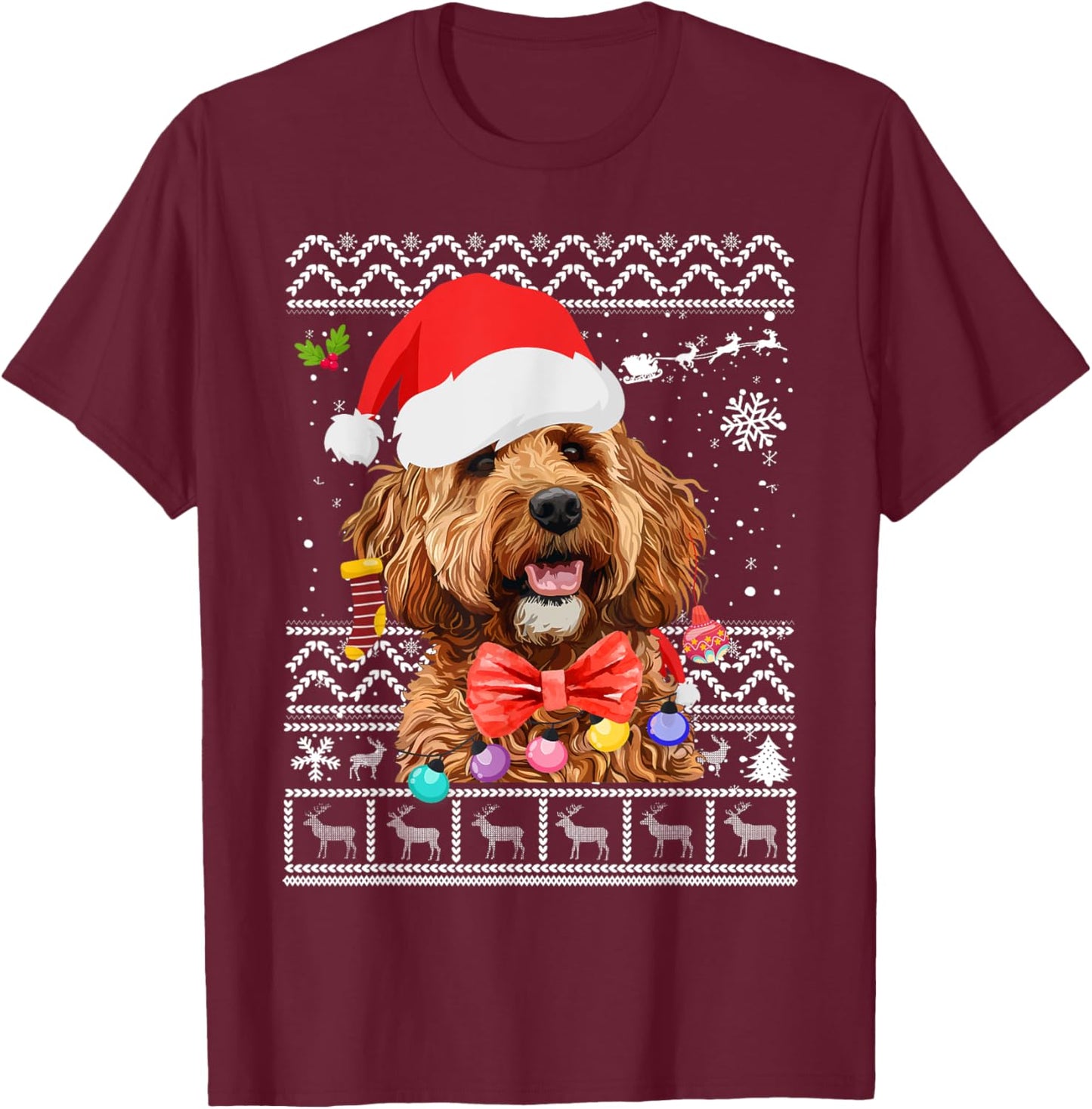 Cavapoo Christmas Outfit Idea For Kids & Christmas Cavapoo T-Shirt - T-Shirt | Maroon