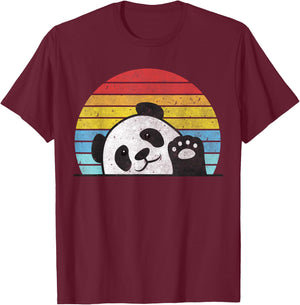 Retro Panda Cute Panda Bear Vintage Zookeeper Zoo Family Fan T-Shirt - T-Shirt | Maroon