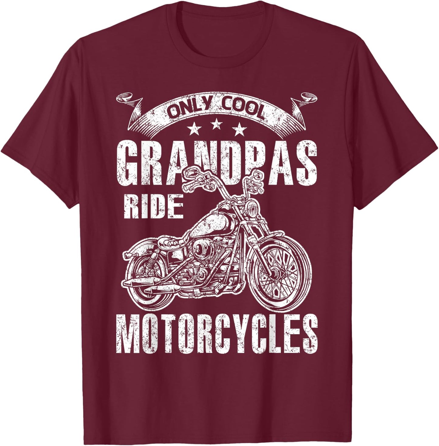 Only Cool Grandpas Rides Motorcycles T-Shirt - T-Shirt | Maroon