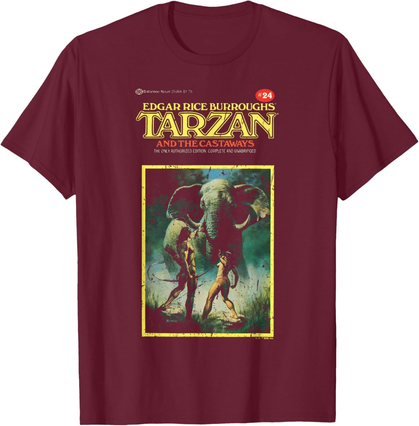 Tarzan And The Castaways Book Cover Art T-Shirt - T-Shirt | Maroon