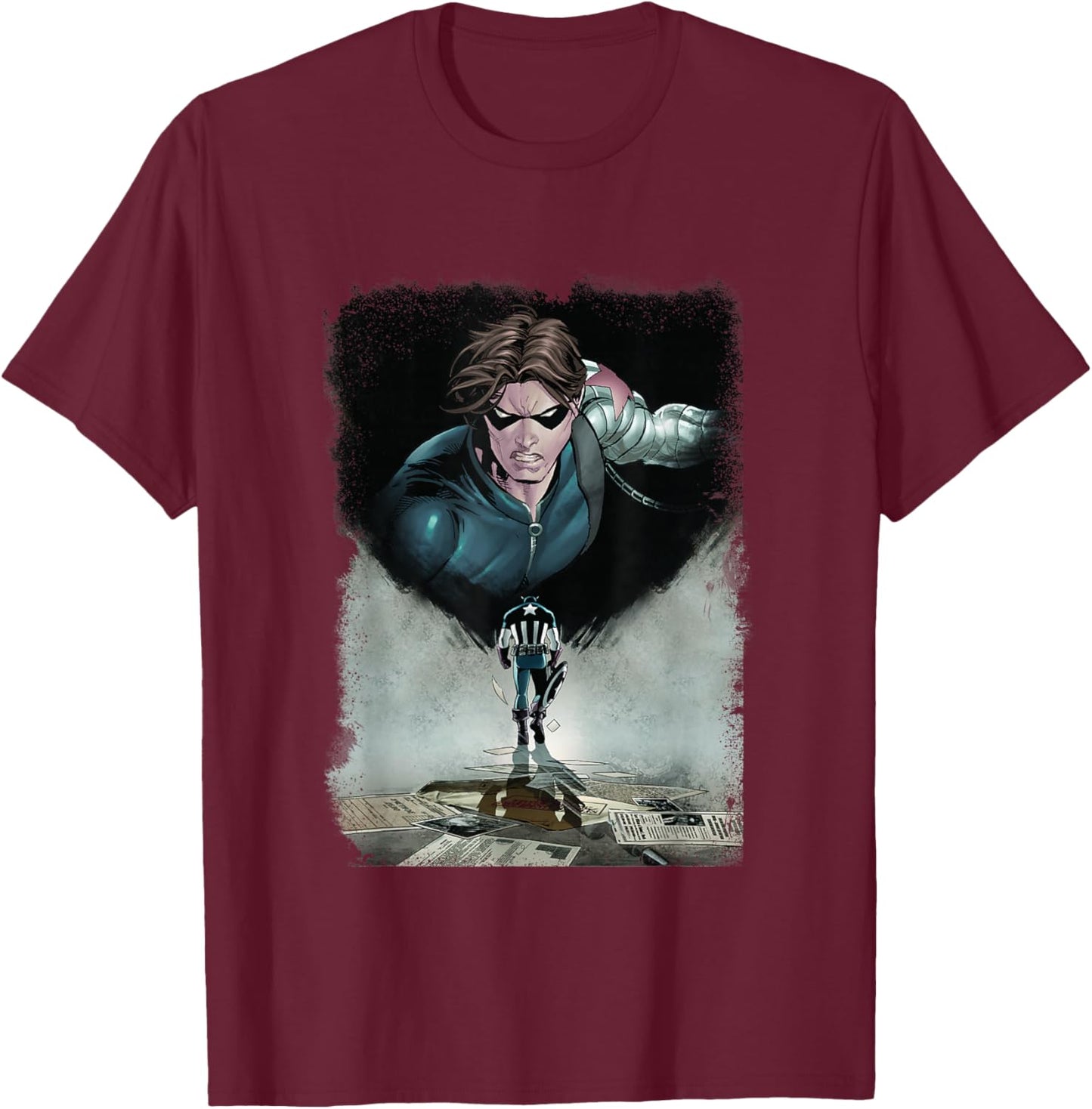 Marvel Comics Retro Classic Captain America Winter Soldier T-Shirt - T-Shirt | Maroon