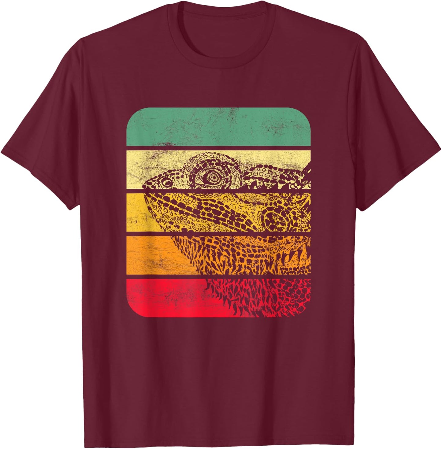 Bearded Dragon Vintage Sunset Retro Style Pet Eidec T-Shirt - T-Shirt | Maroon
