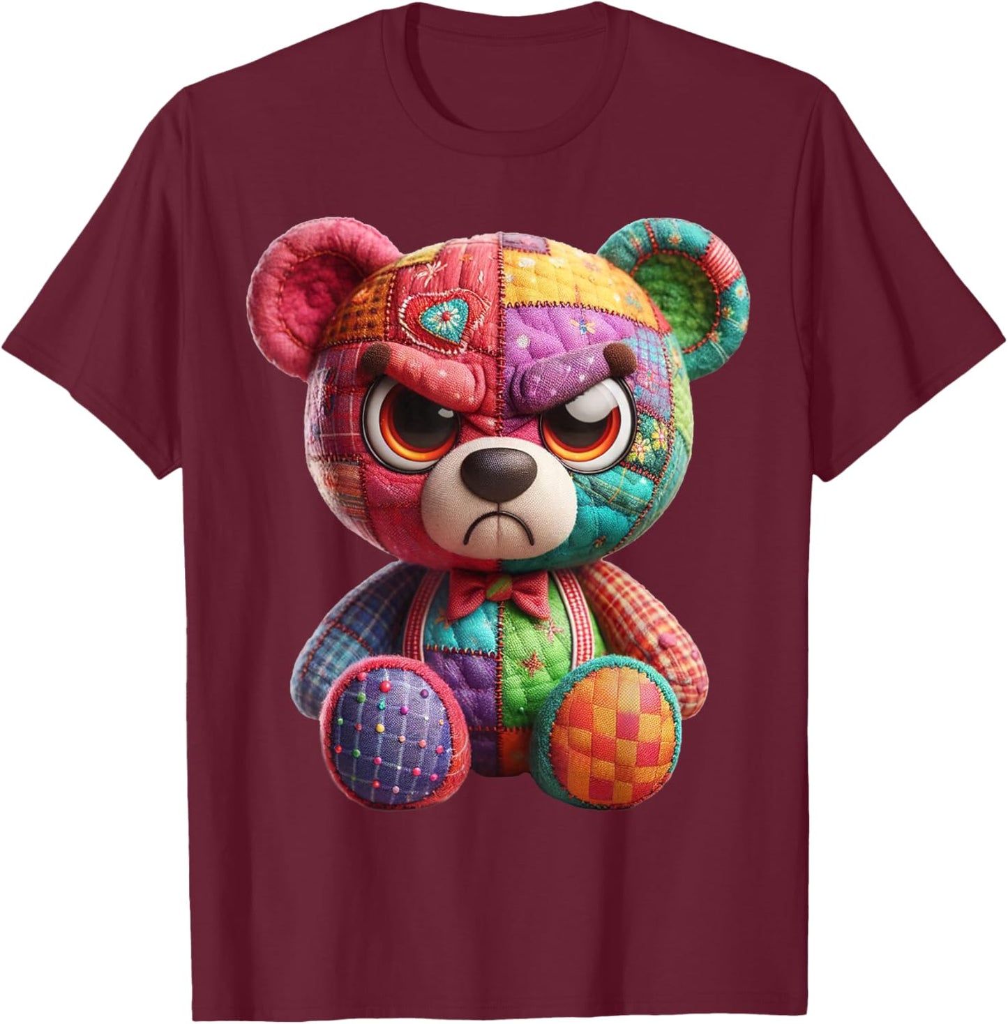 angry teddy bear print, A very grumpy hug T-Shirt - T-Shirt | Maroon