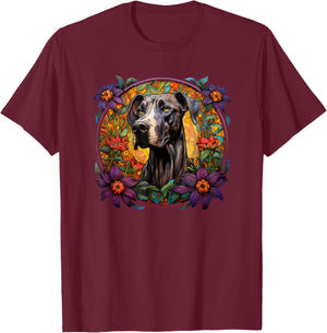 Beautiful Flowers Mom Great Dane Lover T-Shirt - T-Shirt | Maroon