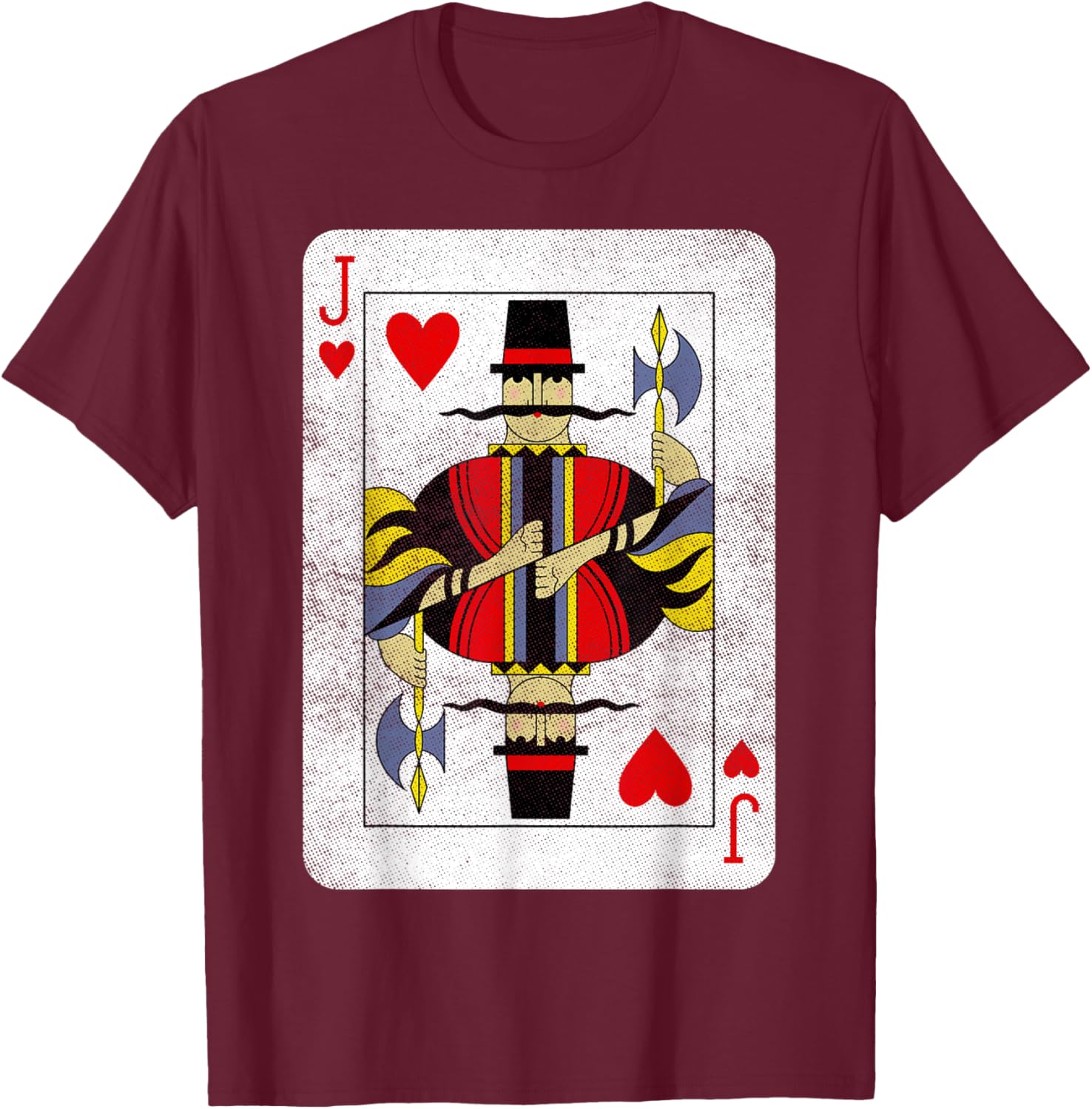 Jack of Hearts Playing Cards Halloween Party Costume Vintage T-Shirt - T-Shirt | Maroon