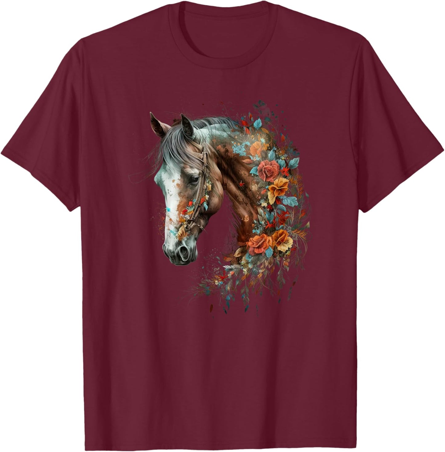 Horse Women kids Girls Riding Horse Lover T-Shirt - T-Shirt | Maroon