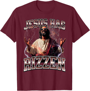 Jesus Has Rizzen T-Shirt - T-Shirt | Maroon