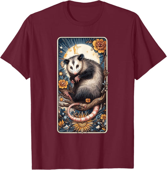Aesthetic Cottagecore The Opossum Possum Tarot Card Game T-Shirt - T-Shirt | Maroon