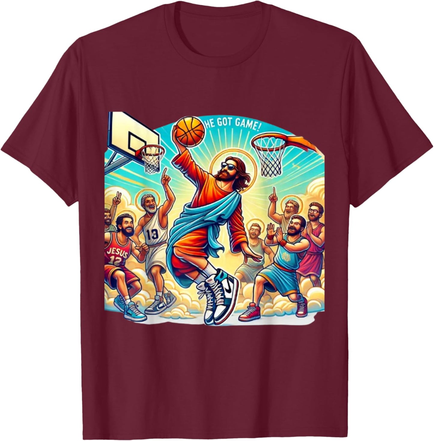 Ballin with the Messiah Join the Jesus Basketball Community T-Shirt - T-Shirt | Maroon