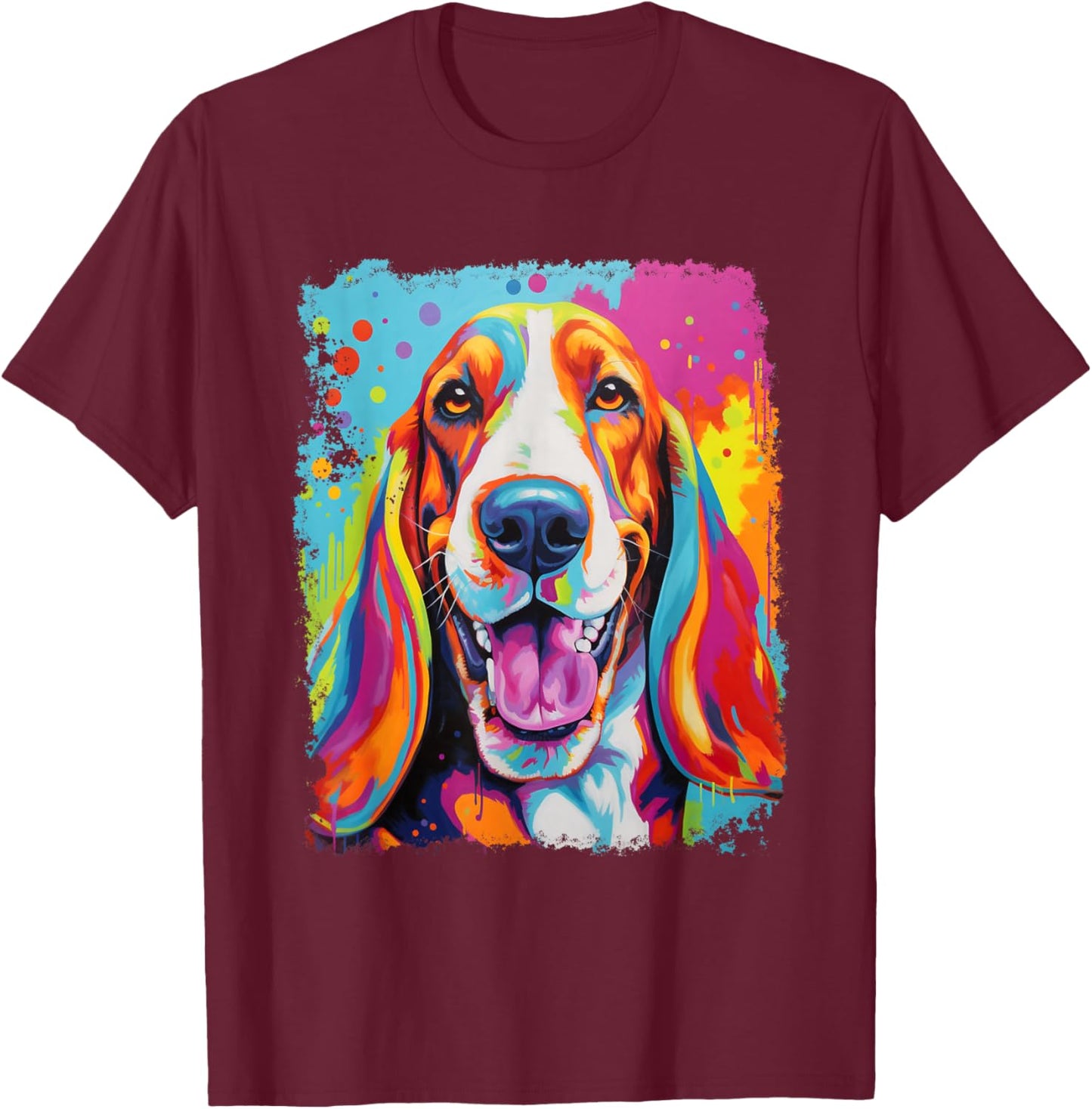 Vintage Dog Basset Hound T-Shirt - T-Shirt | Maroon