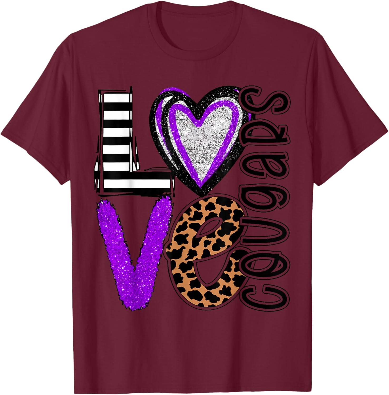 Go Cougars - School Mascot - Football T-Shirt - T-Shirt | Maroon