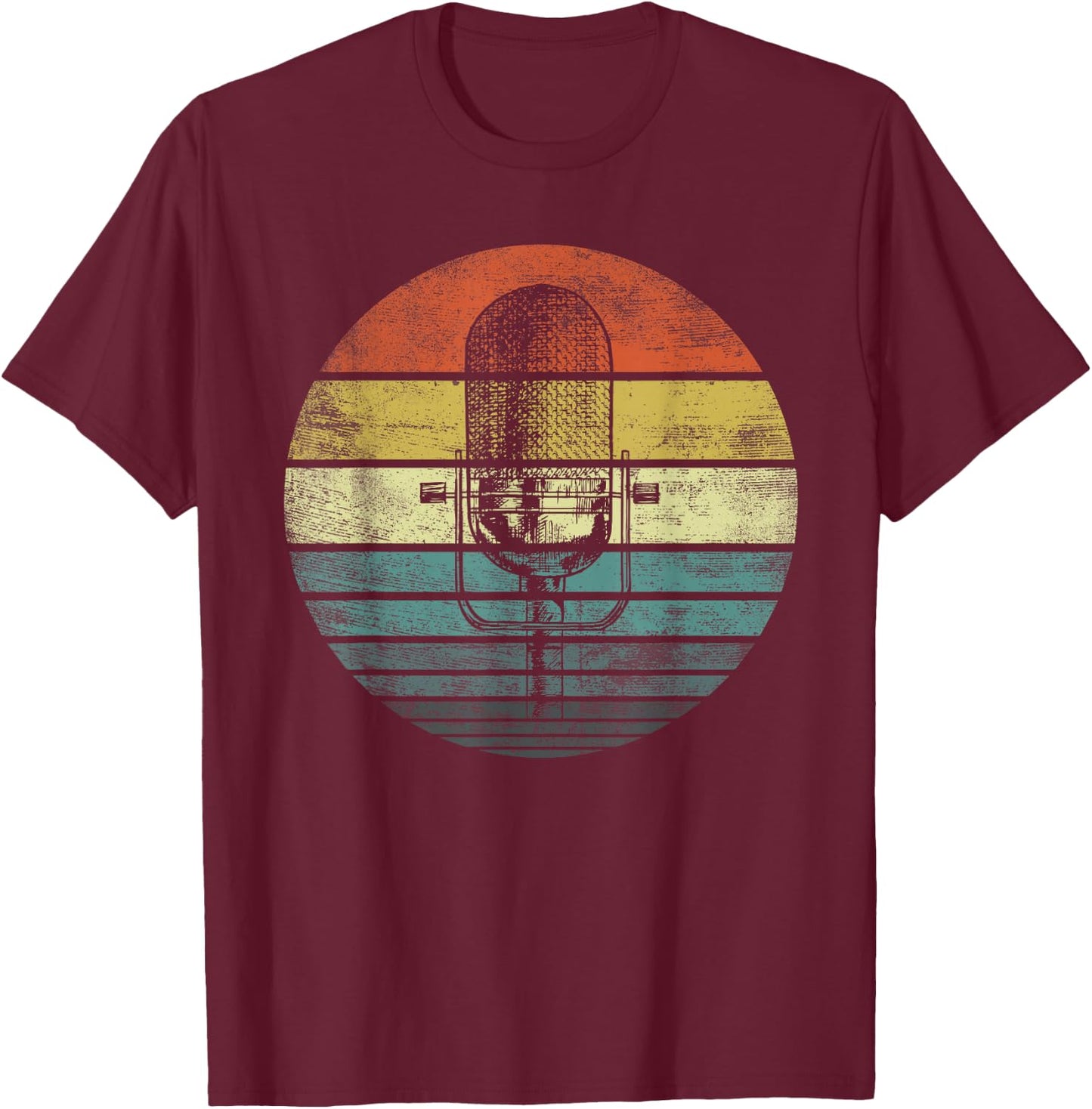 Singer Vocalist Musician Gift Funny Retro Microphone Singing T-Shirt - T-Shirt | Maroon