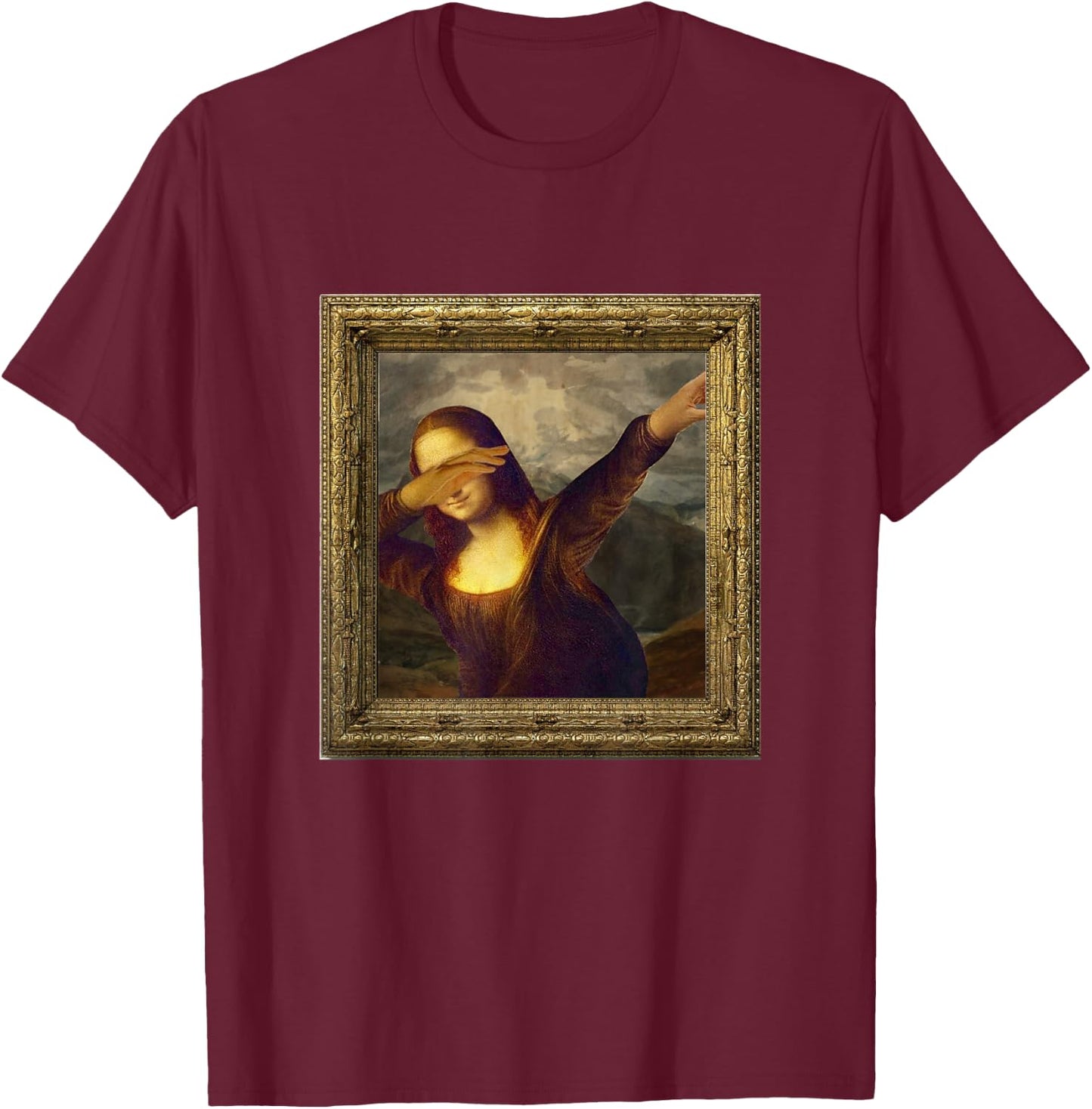Mona Lisa Dabbing T-Shirt - T-Shirt | Maroon
