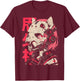 Anime Manga Cyberpunk Aesthetic Techwear Harajuku Cat Girl T-Shirt - T-Shirt | Maroon